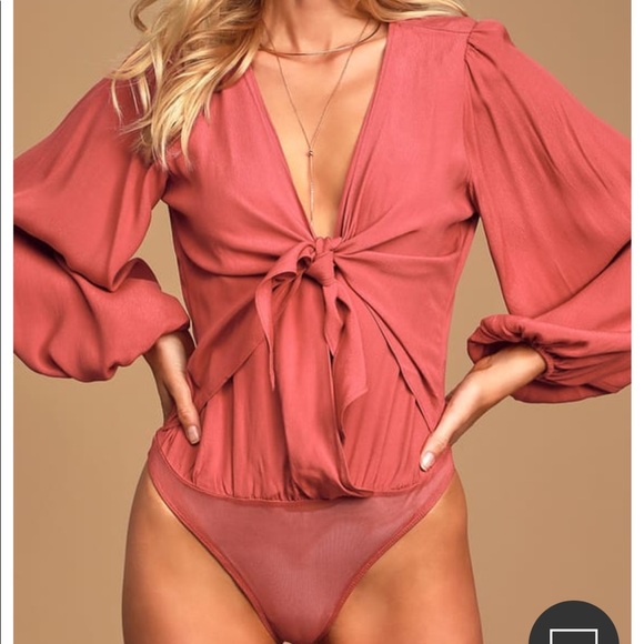 Astr Women's Rose Tie-Front Bodysuit - Picture 3 of 5